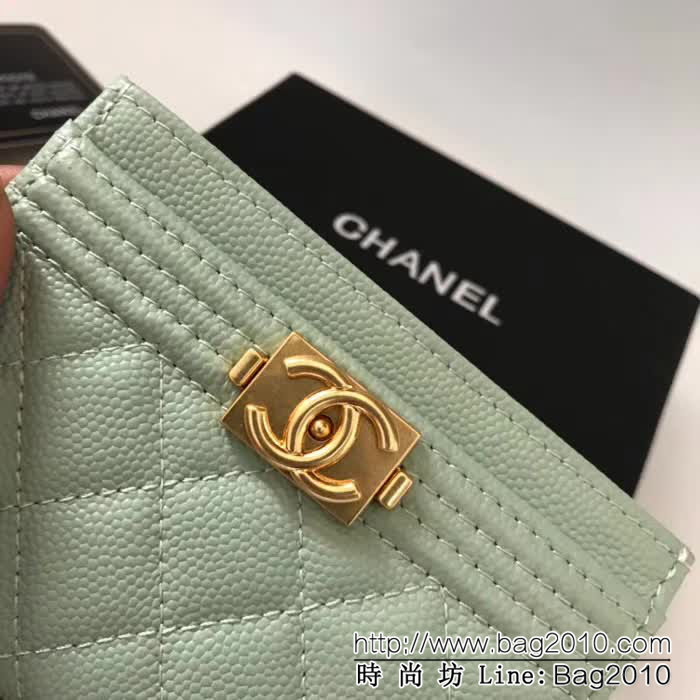 CHANEL香奈兒 新款leboy卡包 零錢包 荔枝牛皮菱格紋 復古金扣 83341  DJC3108